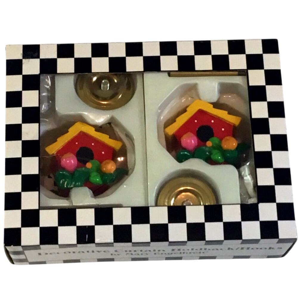 Mary Engelbreit Curtain Holdback Hooks VTG Birdhouse NIP